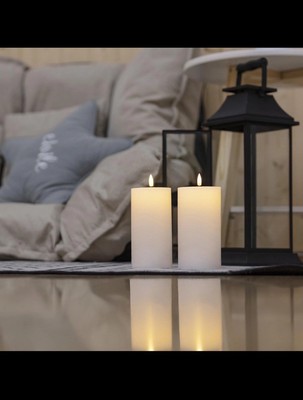 3x4 White Flameless LED Candles Set of 2 Flickering with Remote Battery Operated