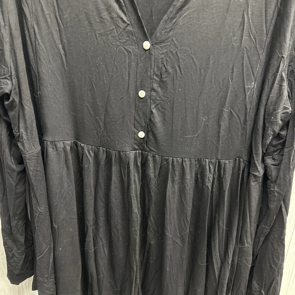 Camisa ALLEGRACE Para Mujer (Talla 3X) Manga Larga Medio Botón Cuello en V Falda Acento Foto 4 de 4