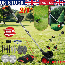 21V Cordless Garden Electric Strimmer Grass Trimmer Garden Cutter 2Battery Wheel