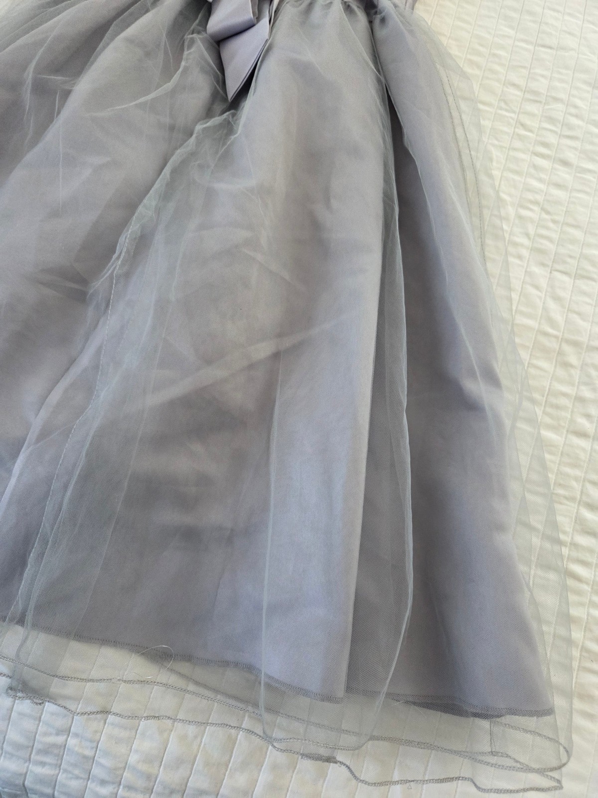 Used Girls Size 12 iEFiEL Gray/Silver Long Dress Tulle Fancy