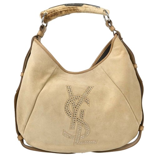 Yves Saint Laurent Beige Suede Medium Mombasa Handbag 132576.2122 156391