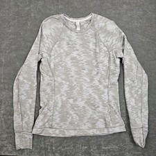 Lululemon Sweatshirt Womens 10 Gray Space Dye Pullover Thumbholes Pockets