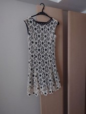 Anna Sui Lace Embroidered Dress XS Black Ivory Japan