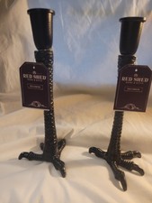 Cast iron claw foot candlestick candle holders Goth Halloween NWT 11"