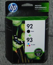 New Sealed Genuine HP Combo Pack Black 92 / Tri-Color 93 Ink Cartridges