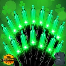 St Patricks Day Green LED Mini Lights 10ft Battery Powered 8 Modes