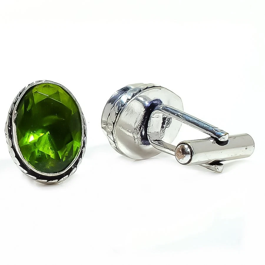 Gemelos de diseño antiguo de piedras preciosas de diopsido cromado para hombre T2595 F2648 LCF-13 Foto 3 de 4