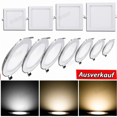 LED Panel Einbaustrahler Einbauleuchte Deckenleuchte flach rund eckig ultraslim