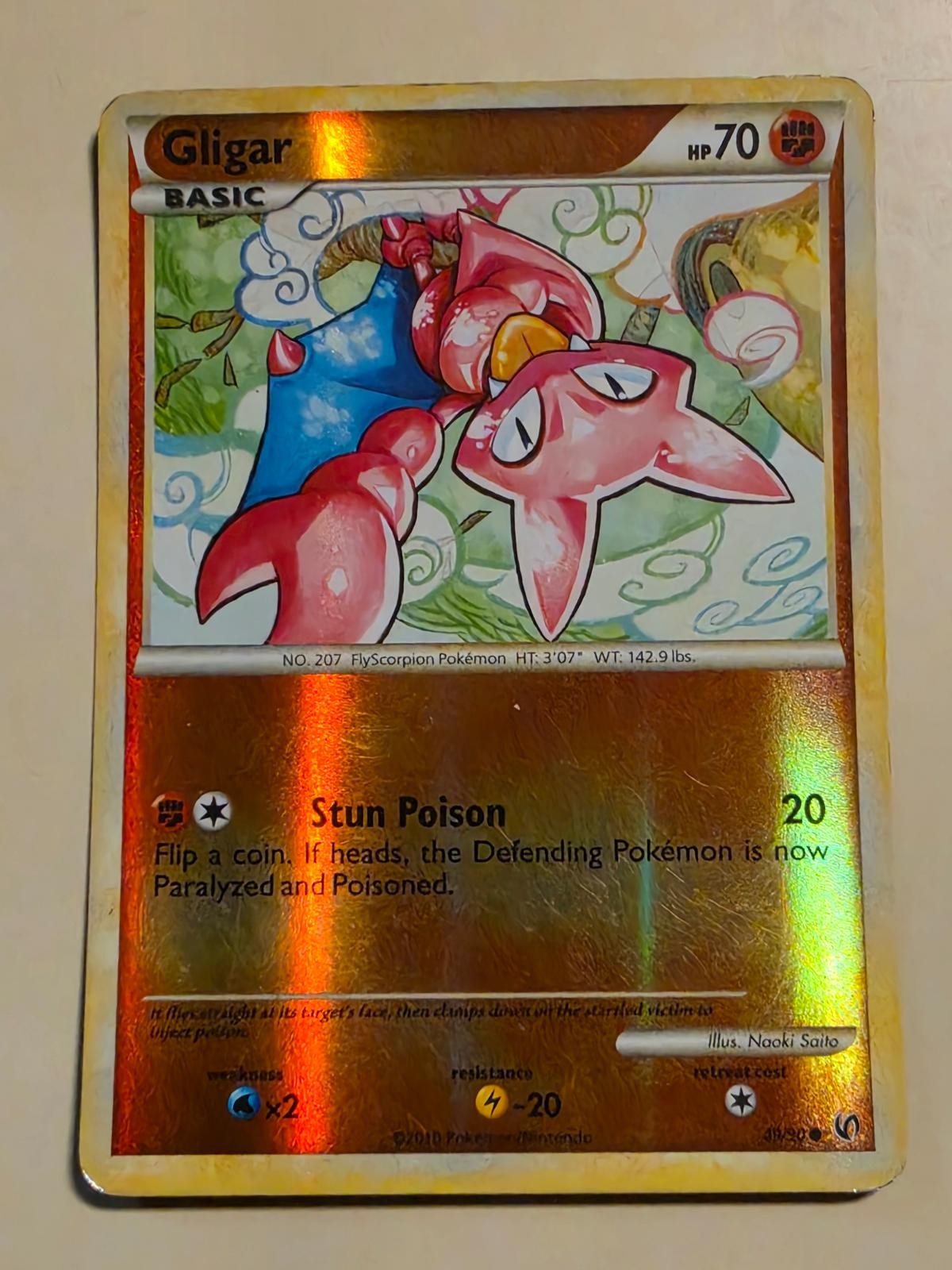 Gligar 49/90 Pokemon Common HGSS Undaunted Reverse Holo Moderately Played