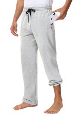 Men's 30" Cotton Yoga Sweatpants - Athletic Casual Lounge Open Bottom Straigh...