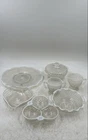 Vintage Fenton Clear White Hobnail Moonstone Opalescent Glass Dish Set Lot Of 7