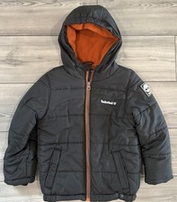 Timberland Fleece Lined Insulated Hooded Puffer Winter Coat Black Youth Size 6