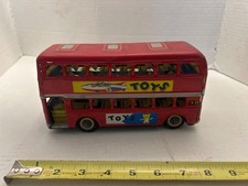 Vintage Tin Friction Double Decker Bus