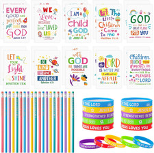 60Pcs Christian Bible Gifts for Kids Bulk Bible Verse Notepads with Pencil Silic