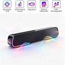 Surround Sound Bar 4 Speaker System Wireless Bluetooth Subwoofer TV Home Theater