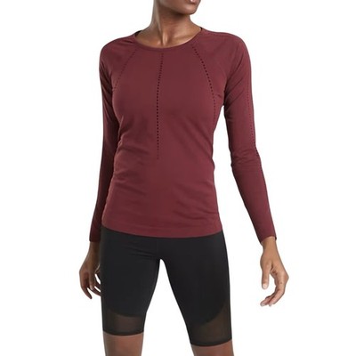 Athleta Foothill Seamless Long Sleeve Top, Dark Garnet, Medium, Unstinkable