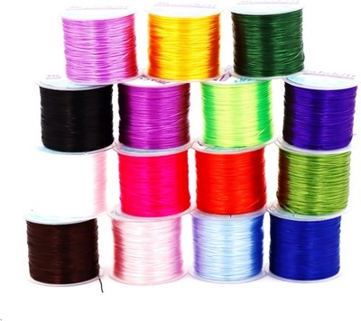 Elastic Beading Cord for Jewelry Making, 15 Colors with Needles