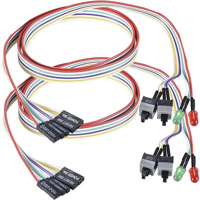 2x ATX Power Switch Reset Button Motherboard 2 Pin Cable 27 Inch Red Green LED
