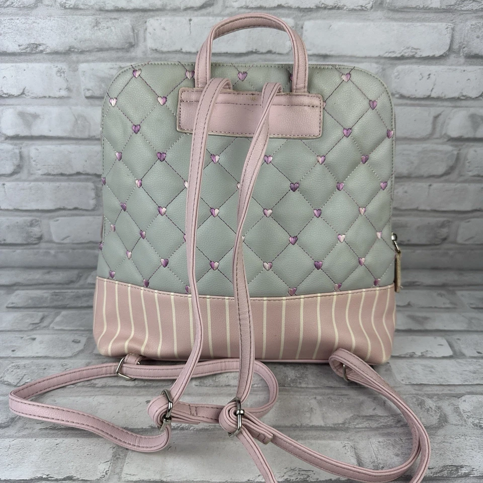 LUV BETSEY By Betsey Johnson Backpack Quilted Hearts Gray/Pink - Image 3 of 4