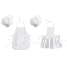 Infant Baby White Chef Costume Kitchen Hat and Apron Set Cosplay Photo Props
