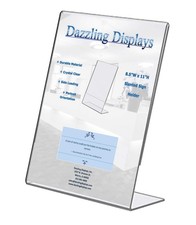 Dazzling Displays Clear Acrylic Slanted Sign Holder 8.5 x 11 - clear