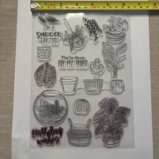 Potted Plants Succulent Cactus Birthday Decorative Clear Stamps for Card Making