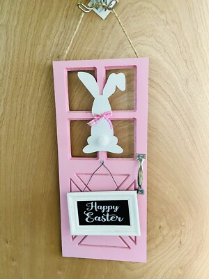 Elegant & Adorable Happy Easter Gingham Bunny Door Wreath Hanger