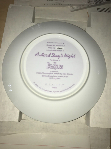 The Beatles Collection "HARD DAY'S NIGHT" Plate #3 w/COA 1992Delphi Apple 1260C - Picture 15 of 18