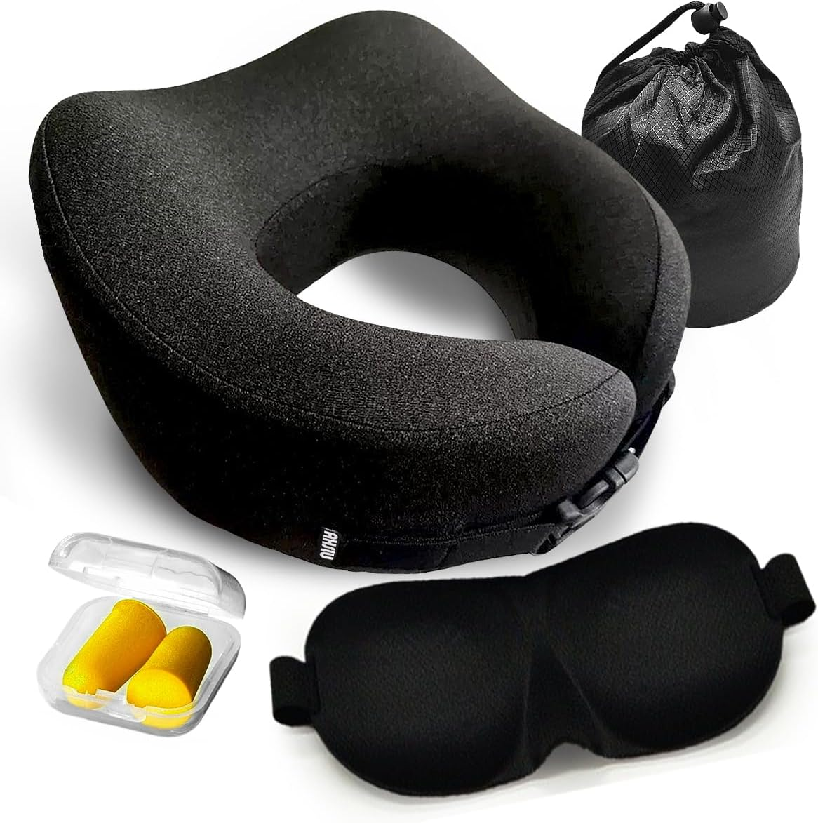 Memory Foam Travel Neck Pillow for Airplanes with Adjustable Support