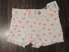 NWT ZARA BABY GIRL sz 6/9 Months White Multi Color Lips Print Fringe Hem Shorts