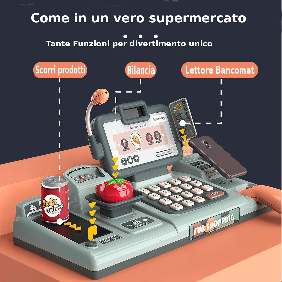 RELAX4LIFE Bancarella in Legno per Bambini, Banco Spesa Finta, Negozio
