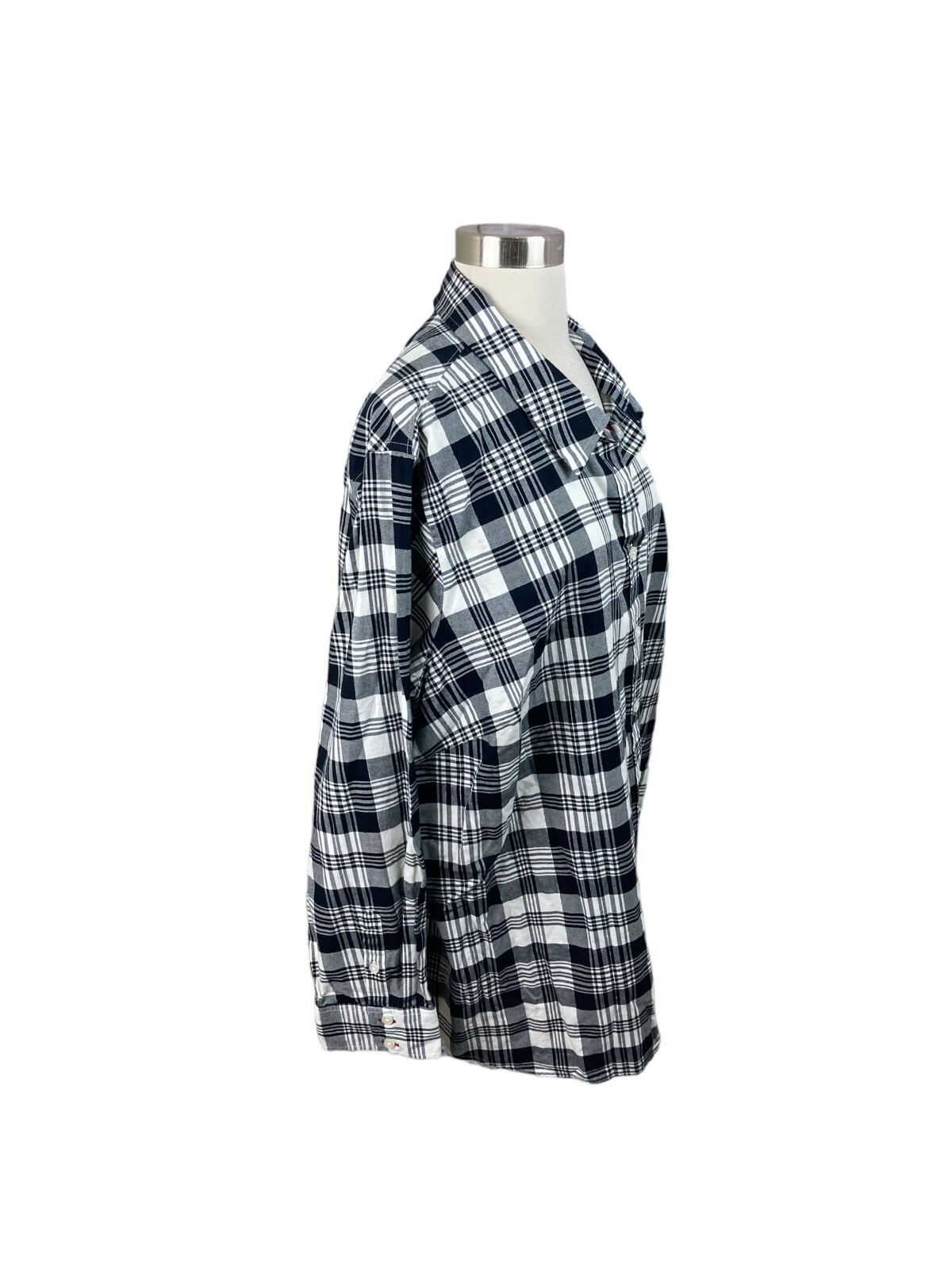 Talbots 3X Black White Silver Thread Plaid Flanne… - image 2