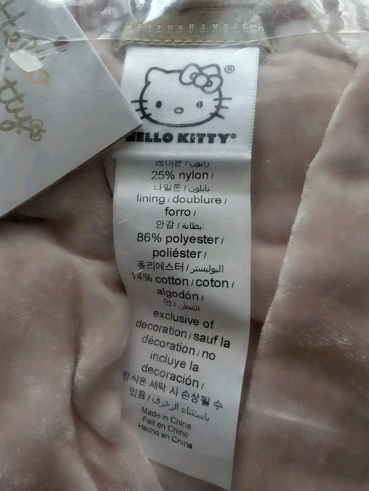 Bata de terciopelo metálico Hello Kitty® POTTERY BARN TEEN - Rubor - Nueva con etiquetas Foto 3 de 4