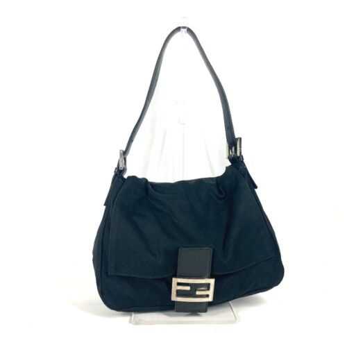 FENDI FF logo Mamma Baguette bag shoulder flap Shoulder Bag Jersey Black