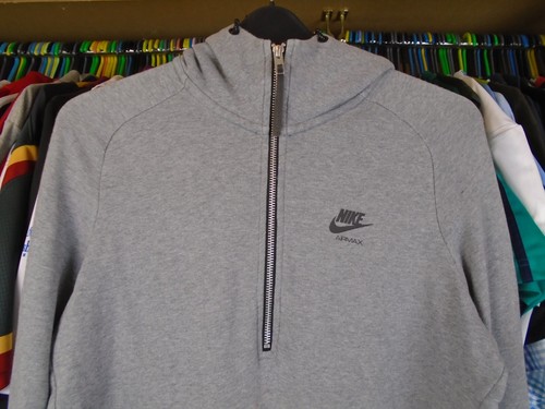 NIKE AIRMAX 1/2 CREMALLERA GRIS CLARO SUDADERA CON CAPUCHA JUMPER TOP MEDIANO ADULTO - Imagen 2 de 8