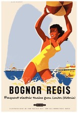 VINTAGE BOGNOR REGIS BRITISH RAILWAYS A3 POSTER PRINT