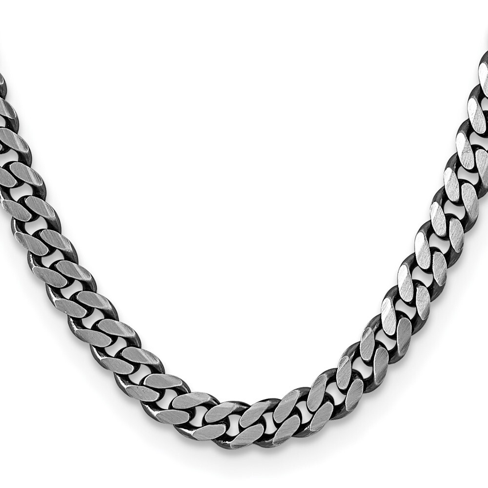 Sterling Silver Antiqued 8.3mm Curb Chain Necklace 18