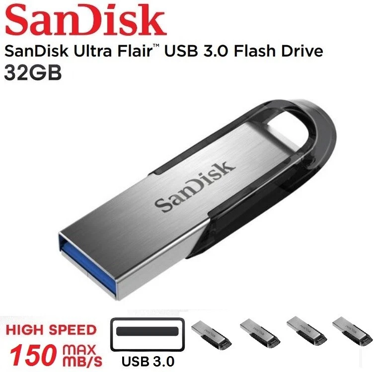 SanDisk Ultra Flair USB 32GB 64GB 128GB 256GB 3.0 Flash Drive Memory Stick Pen - Image 2 of 4