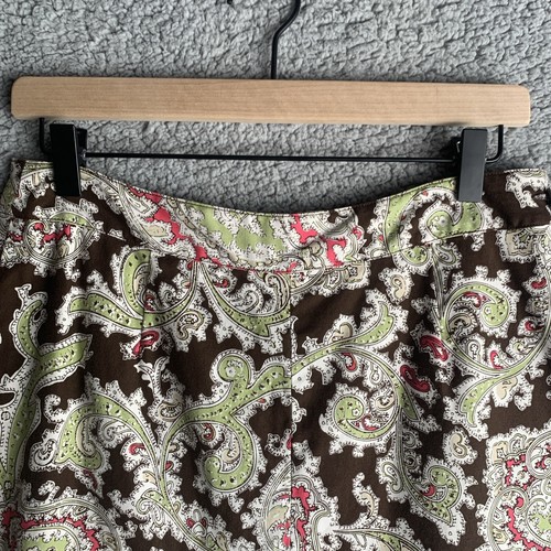 Harold Paisley Pencil Skirt Women's 6 Brown w/ Green Pink Accent - Picture 3 of 14