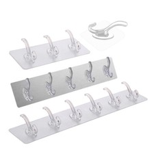 Adhesive Row Hooks Wall Racks for Hanging Bathroom Kitchen Towel Holder 4 Style