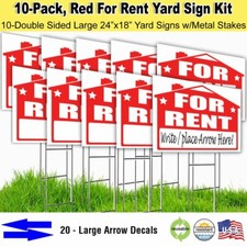 10 Pack For Rent 18x24 Yard / Lawn Sign Kits
