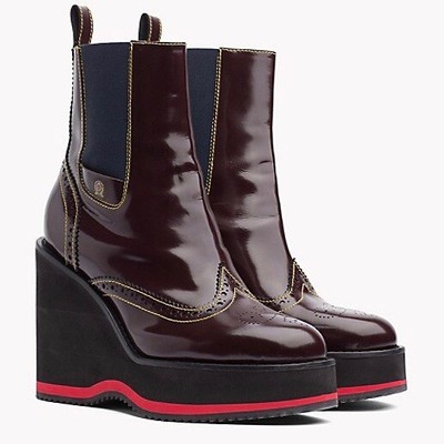 tommy hilfiger star brogue leather boots