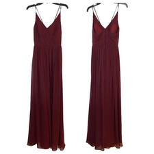 Bill Levkoff Bridesmaid Dress Prom Formal Full Length Size 6 Burgundy Chiffon