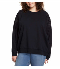 NEW Gloria Vanderbilt Women's Lace Crewneck Pullover Sweatshirt Size Medium