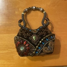 Beaded Evening Bag Purse Mini Top Handle Magnetic Close Vintage Style No Brand