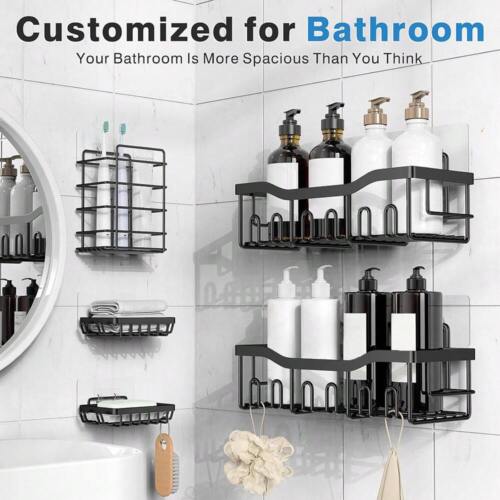 5pcs Rust-Proof Stainless Shower Caddy-Adhesive,Large Capacity,for Bath/Kitchen - Picture 2 of 16