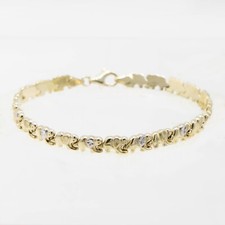 5.5mm Diamantschliff Elefant Stampato Armband Echt 10K Gelb Weiß Gold 18.4cm