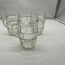 Set Of 3 Beer Mug Glass Kvass Drinkware USSR Neman Glass Factory Rare Green