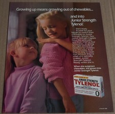 1988 Print Ad Tylenol Junior Strength Blonde Girls Growing Up out of chewables