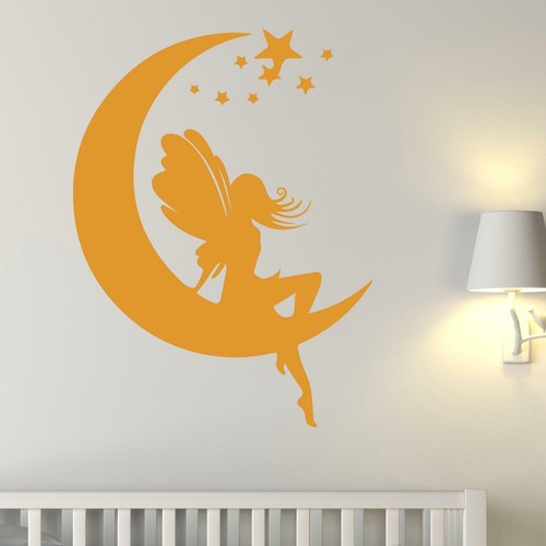 Calcomanía pegatina de pared Fairy Sat On The Moon decoración de dormitorio infantil - Imagen 9 de 36